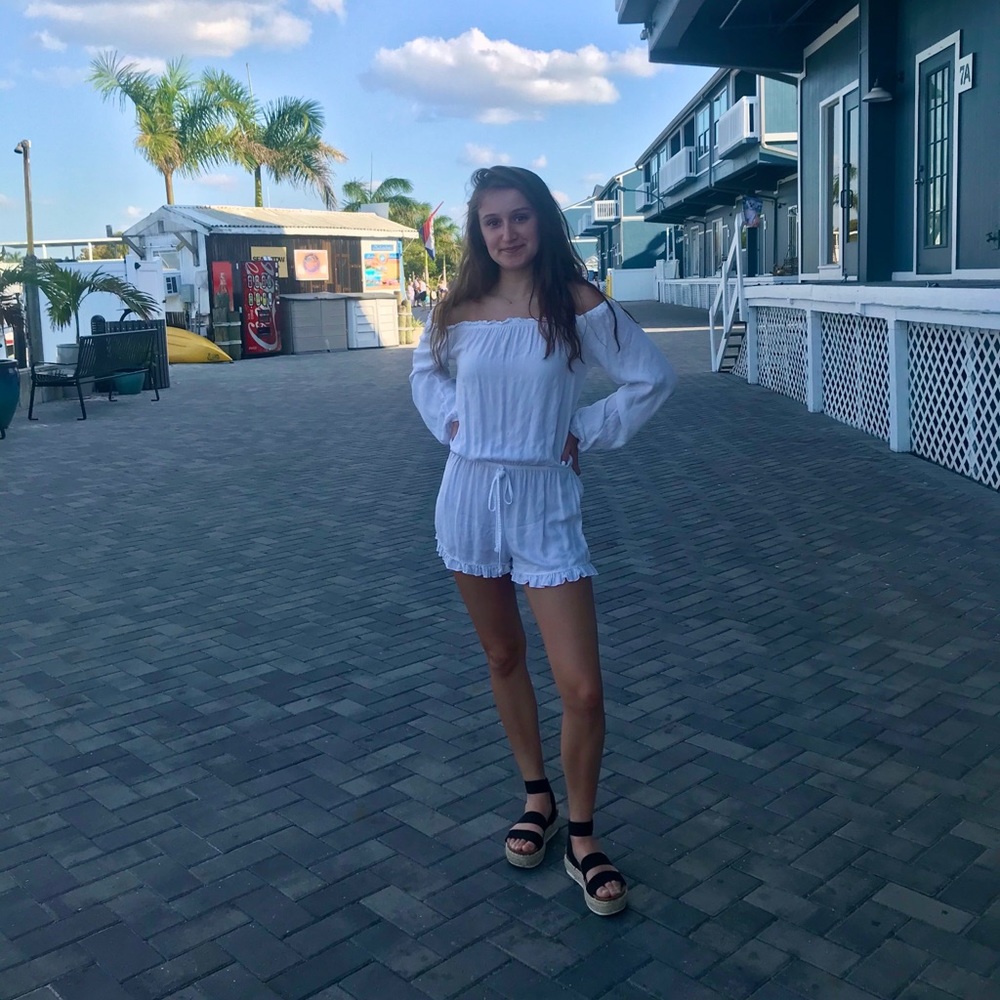 white long sleeve romper